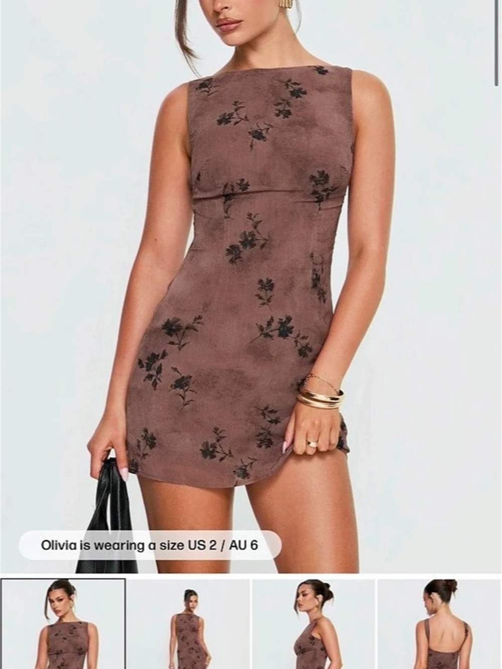 Edwina Mini Dress Edwyna Mini Dress Brown Floral Mini Dress Size 6 NWT